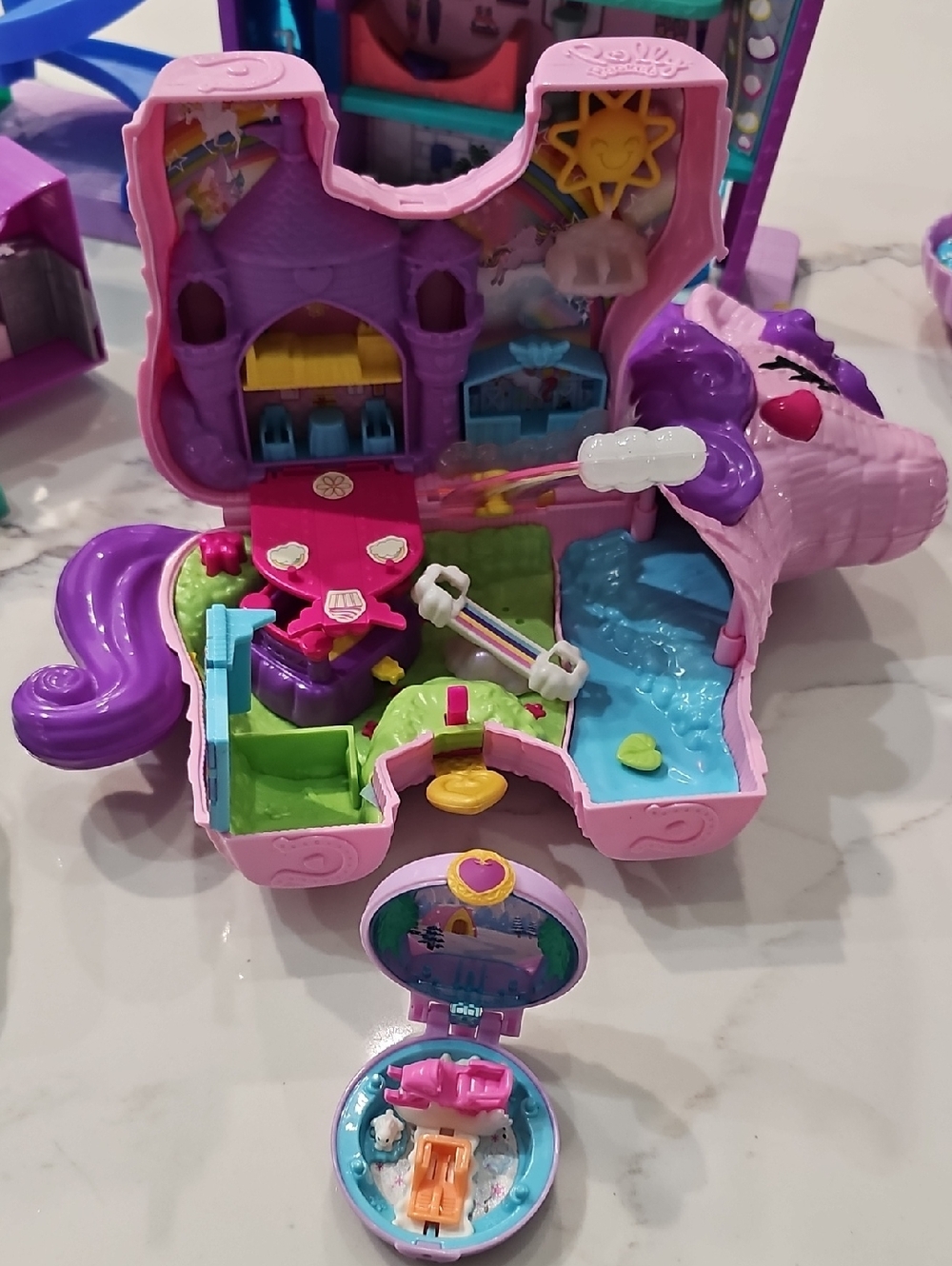 Mini Playset Compact Dollhouse - Pink & Purple Imaginative Play